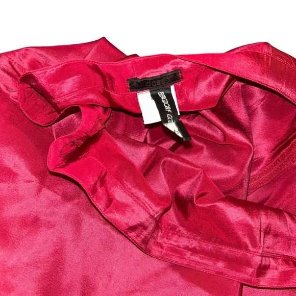 DOSA Bergdorf Goodman 100% silk cranberry red straight skirt 2 M - Picture 2 of 6